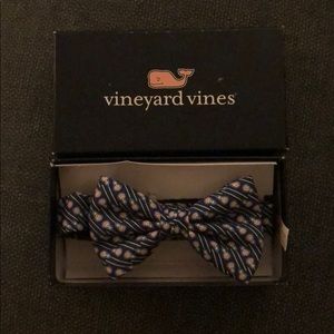 Navy bow tie w small white lacrosse stick pattern